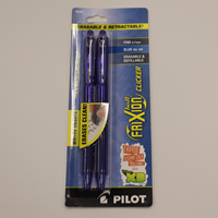 Pilot FriXion Clicker Erasable Gel Ink Pen .7 Fine 2pk