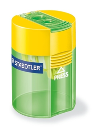 Staedtler Sharpener Asst. Color, Tube, 2 Hole with Cup