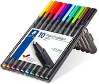 Staedtler Triplus Roller Rollerball Pens 0.4mm 10-Color Set w/ Easel Storage Case