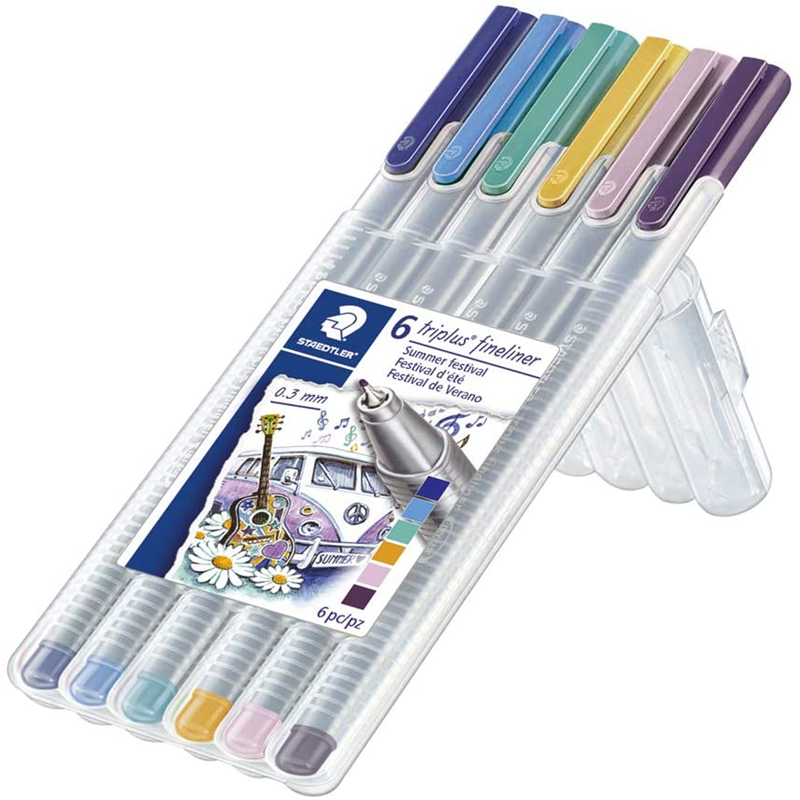 Staedtler Triplus Fineliner Drawing Pens .3mm, 6-Pack, Summer Festival (SKU 11515166155)