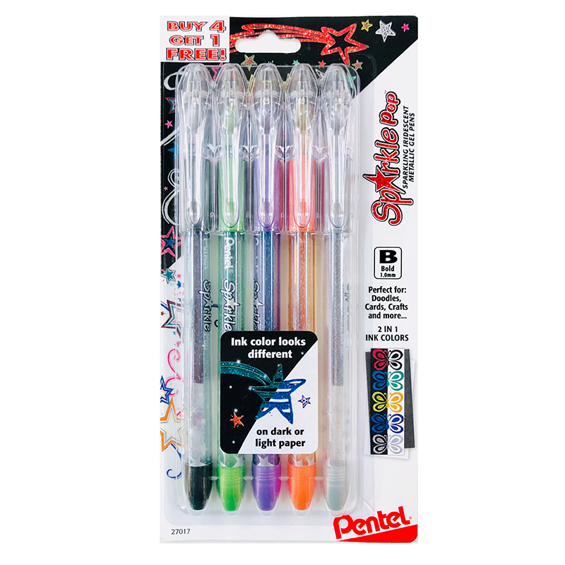 Pentel Sparkle Pop Metallic Gel Pens, (1.0mm) Bold Line