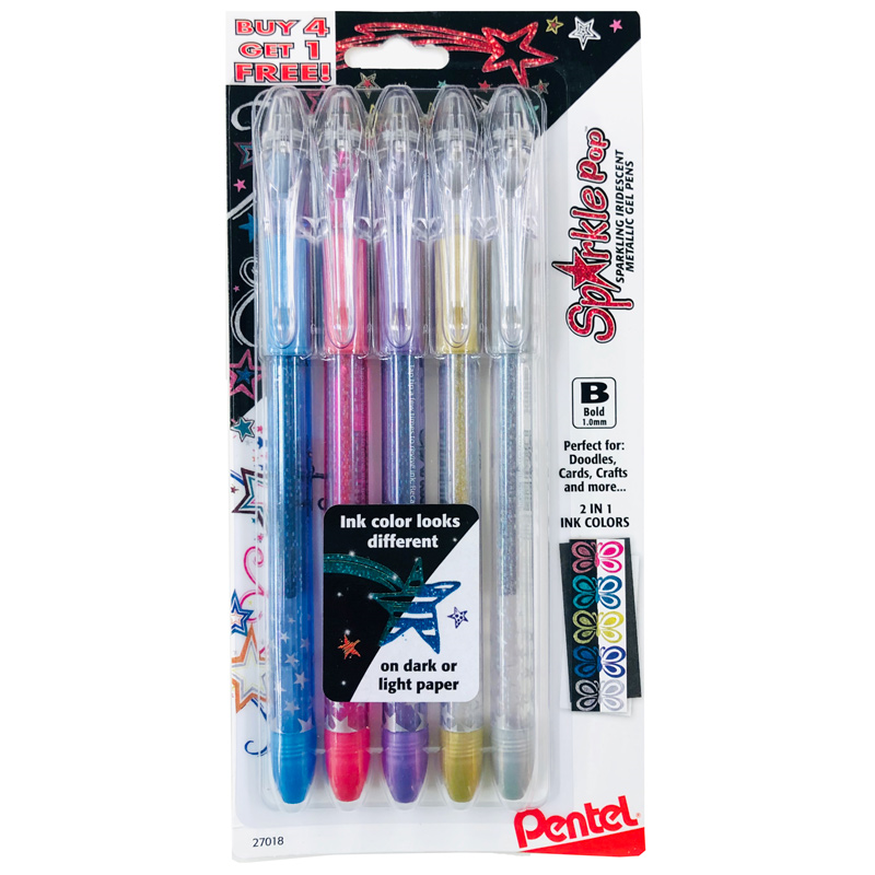Pentel Sparkle Pop Metallic Gel Pens, (1.0mm) Bold Line (SKU 1152274456)