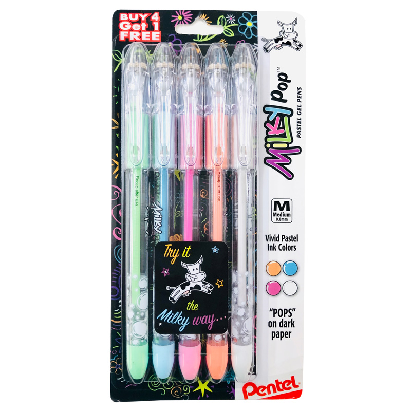 Pentel Milky Pop Pastel Gel Pens, (0.8mm) Medium Line (SKU 1152278256)