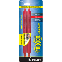 Pilot FriXion Clicker Erasable Gel Ink Pen .7 Fine 2pk