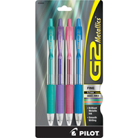 Pilot G2 Retractable Metallics Gel Ink Pen .7 Fine 4pk