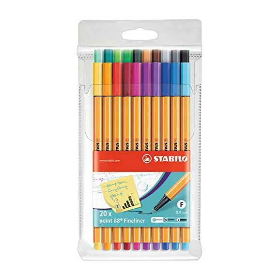 Stabilo Point 88 Fineliner 20-Color Pen Set (SKU 11585794155)