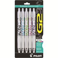 Pilot G2 Retractable Fashion Gel Ink Pen .7 Fine 5pk
