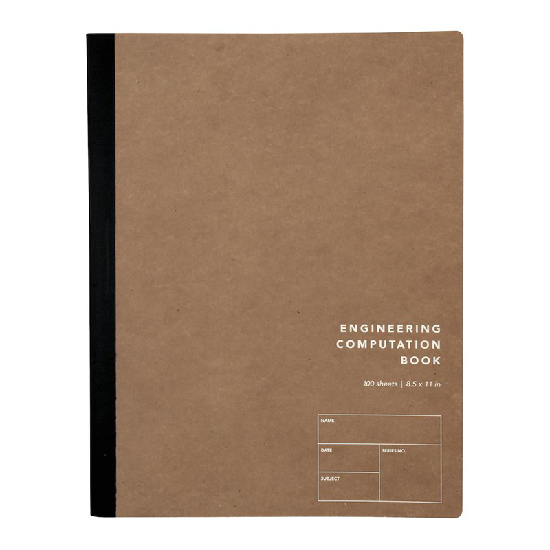 Engineering Computation Book, 8-1/2" x 11", Quad and Margin Ruled, Brown Cover, Green Tint Paper (SKU 1454511556)