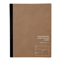 Engineering Computation Book, 8-1/2" x 11", Quad and Margin Ruled, Brown Cover, Green Tint Paper