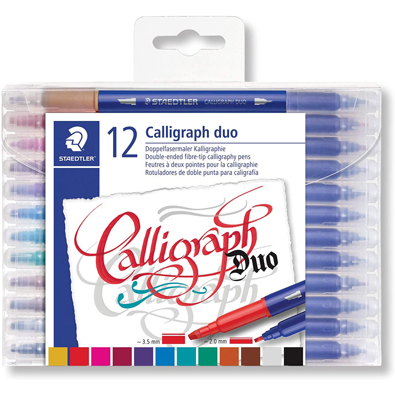 Staedtler Double-Ended Calligraphy Pens 3.5mm/2.0mm 12-Color Set (SKU 14571008155)