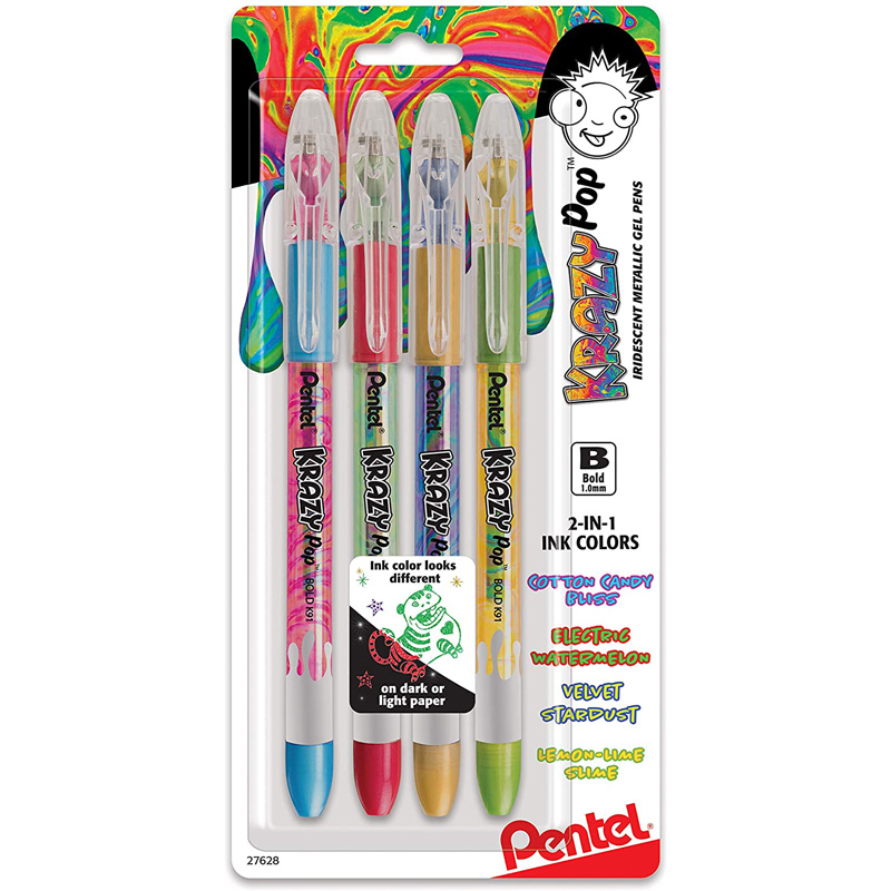 Pentel Iridescent Krazy Pop Gel Pens, (1.0mm) Bold line