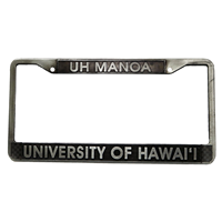 UH Manoa Antique Pewter License Plate Frame
