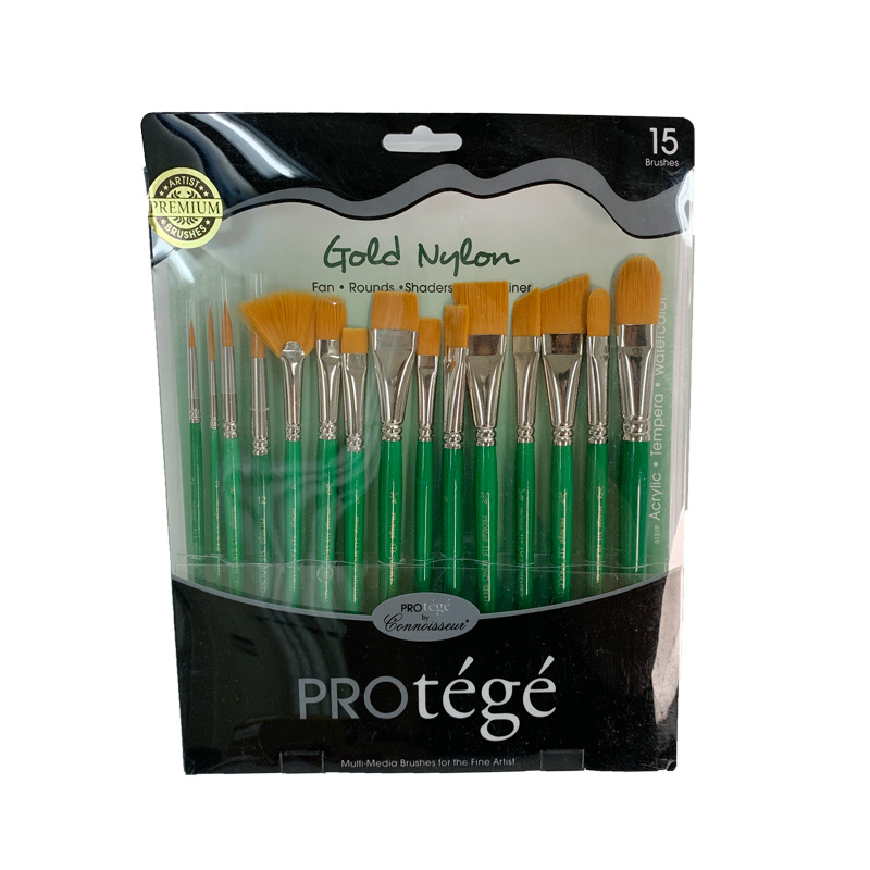 Protege Brush Gold Nylon Set Short Handle 15pc (SKU 11546658133)
