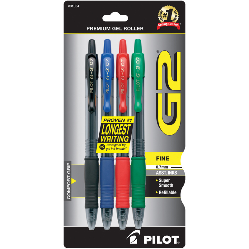 Pilot G2 Retractable Gel Ink Pen .7 Fine 4pk Basic (SKU 1152318556)