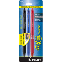 Pilot FriXion Clicker Erasable Gel Ink Pen .7 Fine 3pk