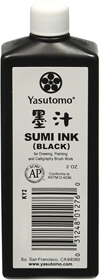 Yasutomo Liquid Sumi Ink, Black Gloss, 2 oz. 